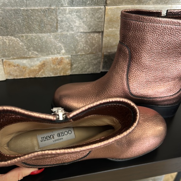 JIMMY CHOO Dondo Rosewood Grainy Calf Leather Biker Boots - Picture 5 of 12